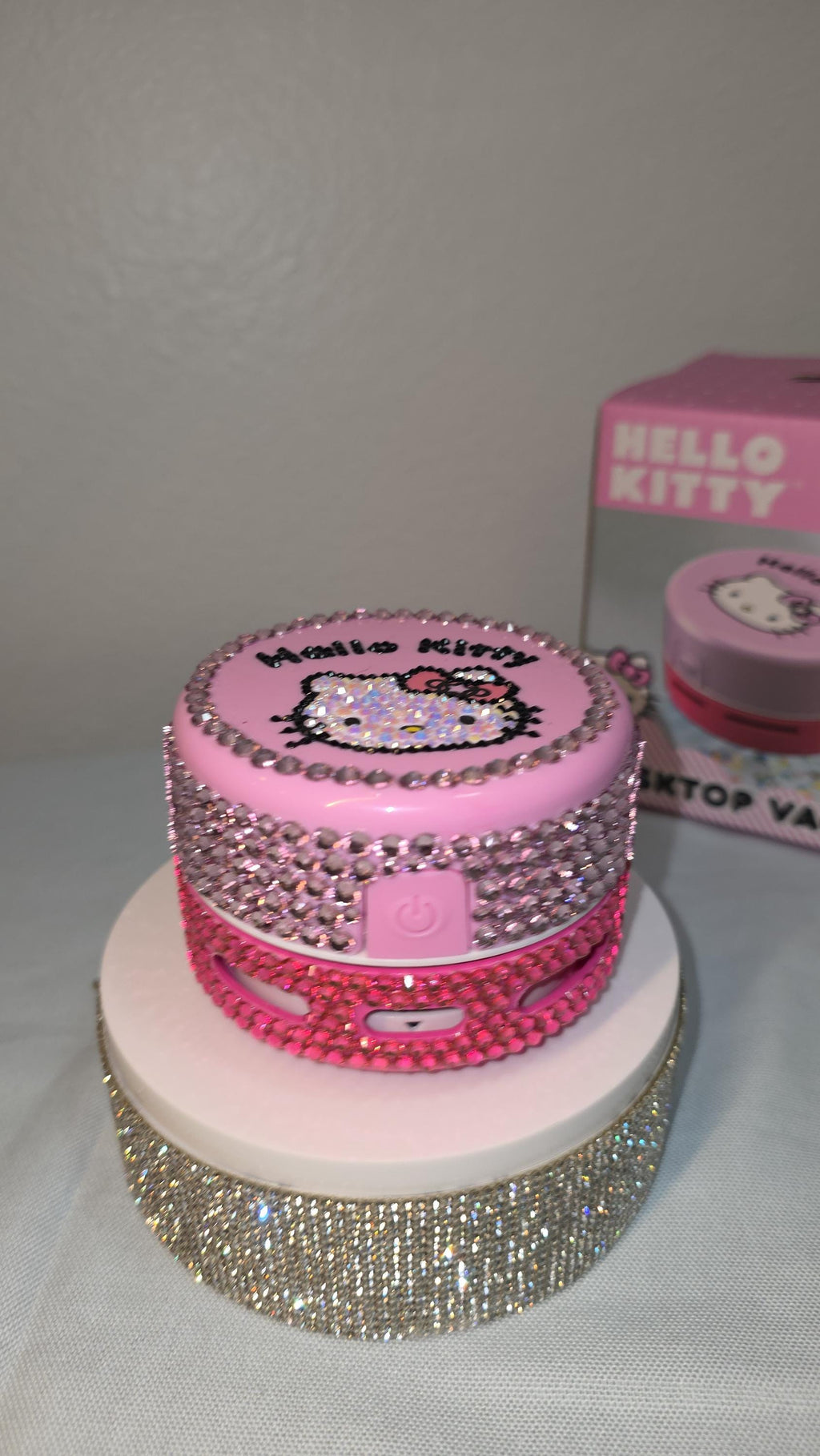 Hello Kitt Mini Desk Vacuum | Kawaii Office Decor | Sparkly Desktop Crumb Cleaner | Gift for Coworker, Teacher, Student