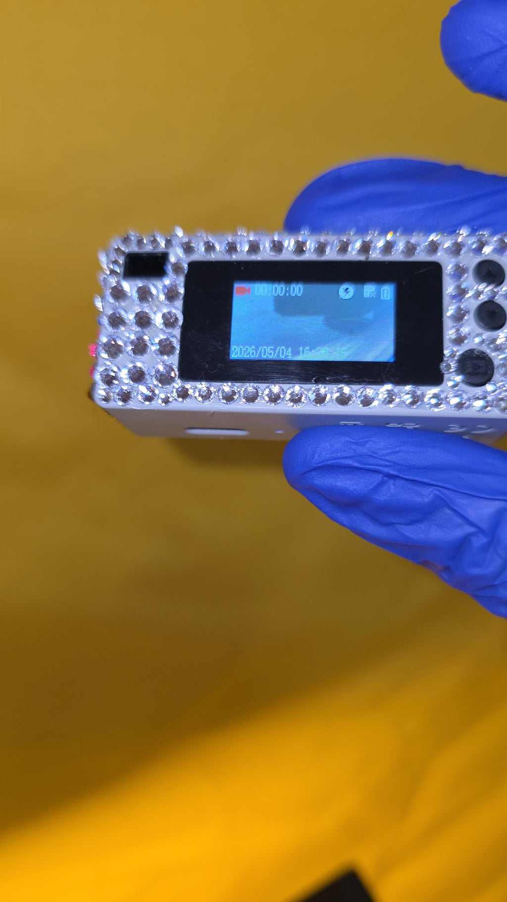 Retro Inspired Rhinestone-Covered 1080P HD Recorder | Hand-Bedazzled Tech Accessory | Crystal Bling Video Device | Glam Gadget Gift