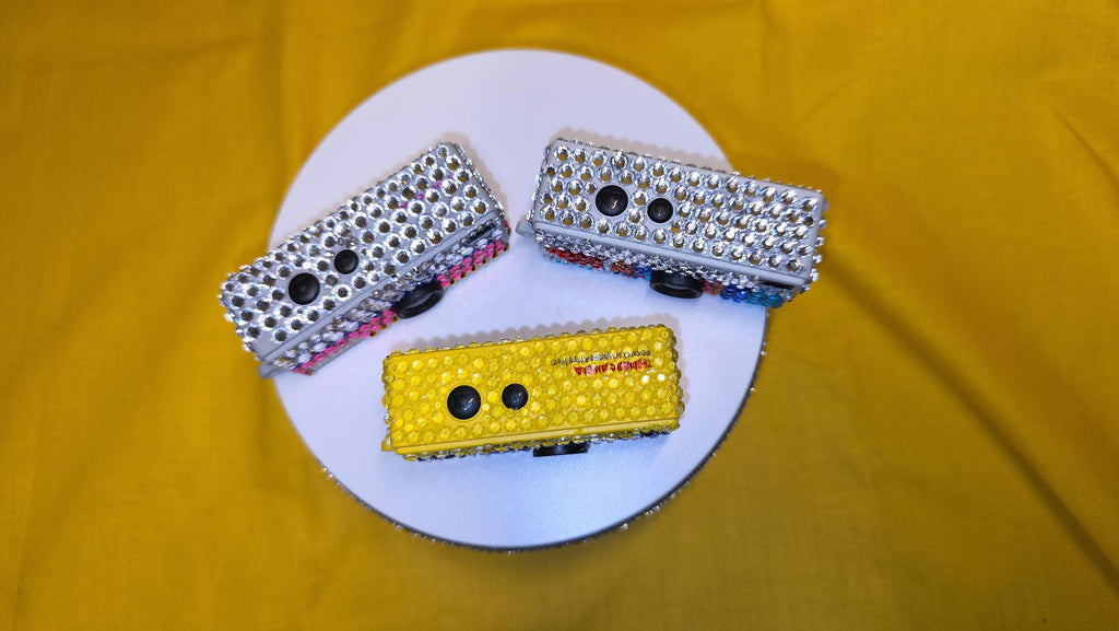 Retro Inspired Rhinestone-Covered 1080P HD Recorder | Hand-Bedazzled Tech Accessory | Crystal Bling Video Device | Glam Gadget Gift