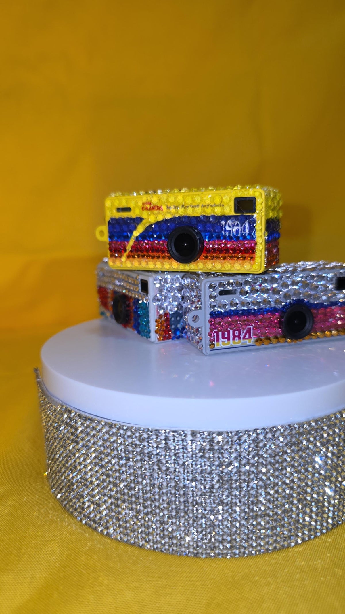Retro Inspired Rhinestone-Covered 1080P HD Recorder | Hand-Bedazzled Tech Accessory | Crystal Bling Video Device | Glam Gadget Gift
