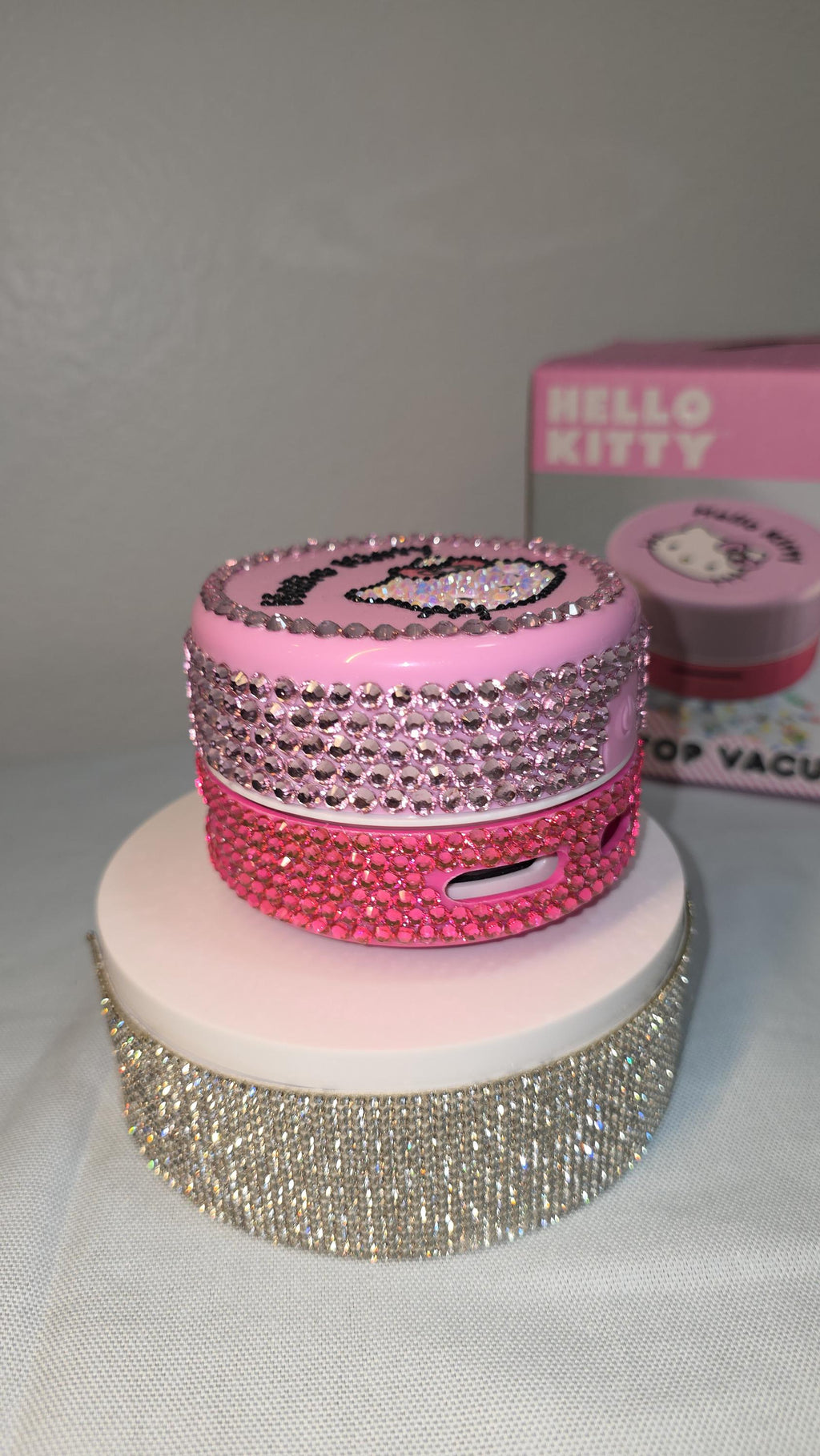 Hello Kitt Mini Desk Vacuum | Kawaii Office Decor | Sparkly Desktop Crumb Cleaner | Gift for Coworker, Teacher, Student