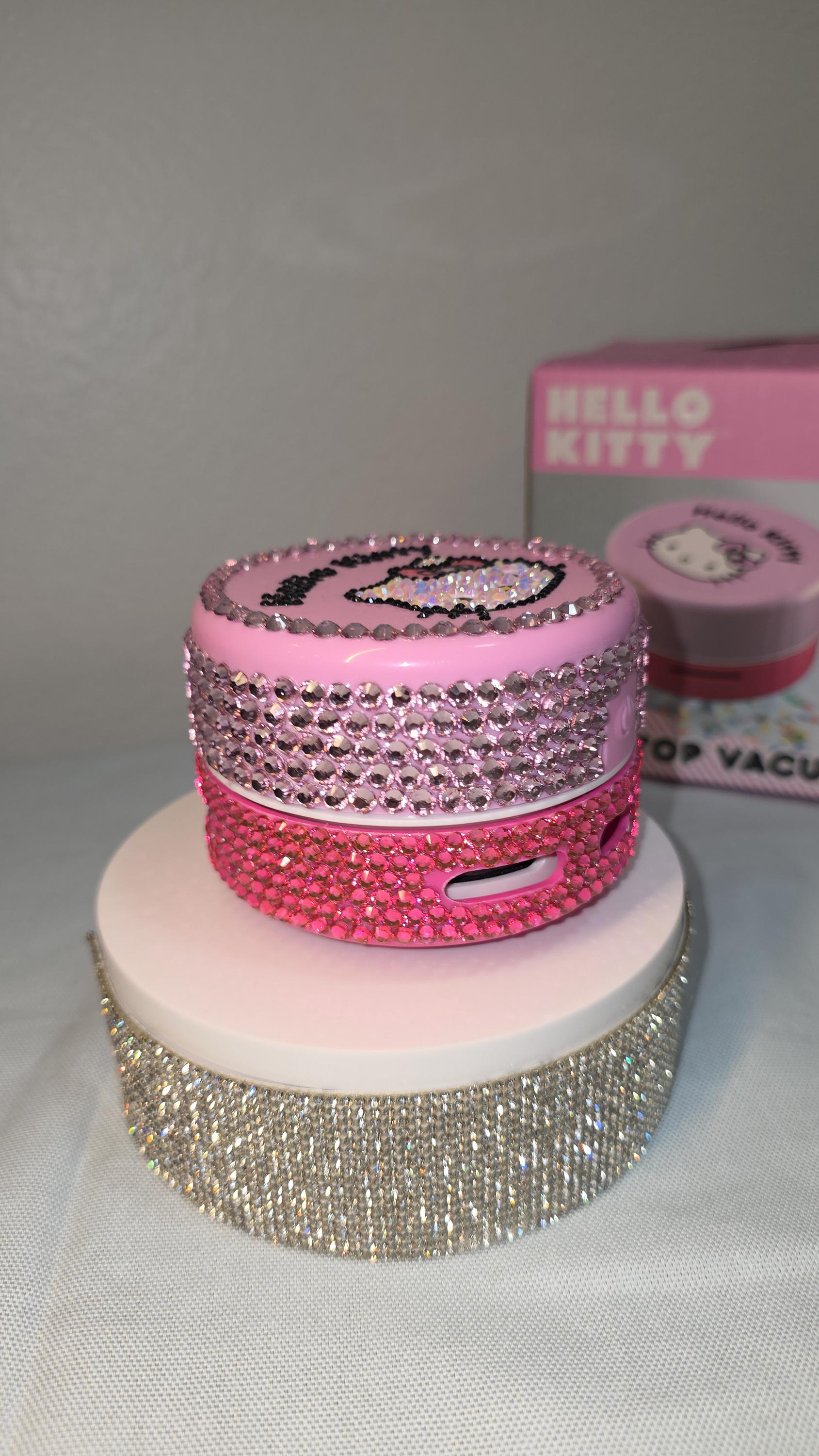 Hello Kitt Mini Desk Vacuum | Kawaii Office Decor | Sparkly Desktop Crumb Cleaner | Gift for Coworker, Teacher, Student