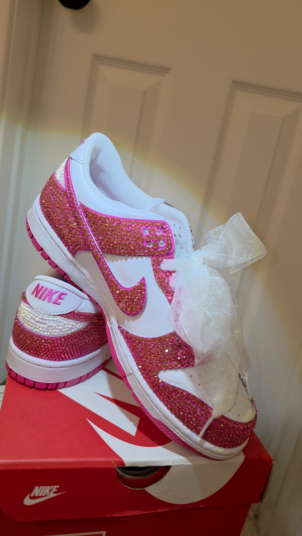 Built to Turn Heads! YOUTH Custom Sneakers- PINK Dunks (Laser Fuchsia)