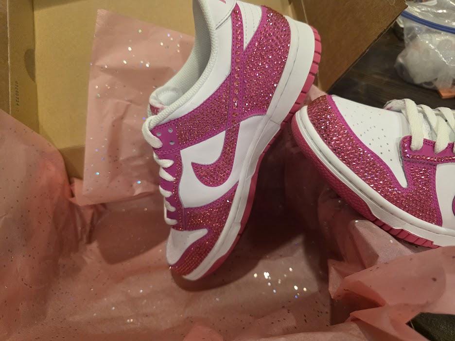 Built to Turn Heads! YOUTH Custom Sneakers- PINK Dunks (Laser Fuchsia)