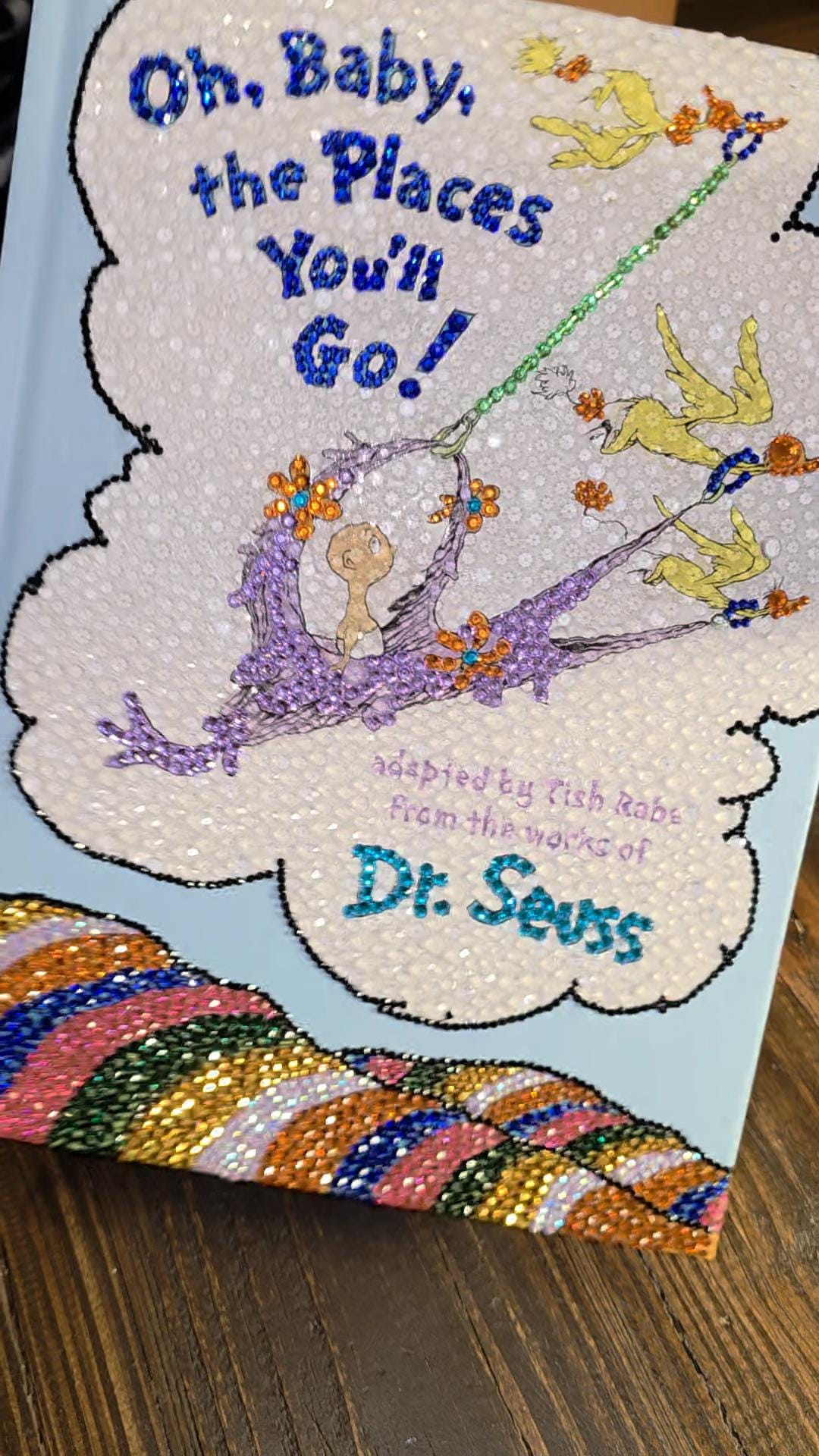 Oh, The Places You'll Go! – Bling Book, Baby Shower Guest Book, Nursery Decor, Keepsake