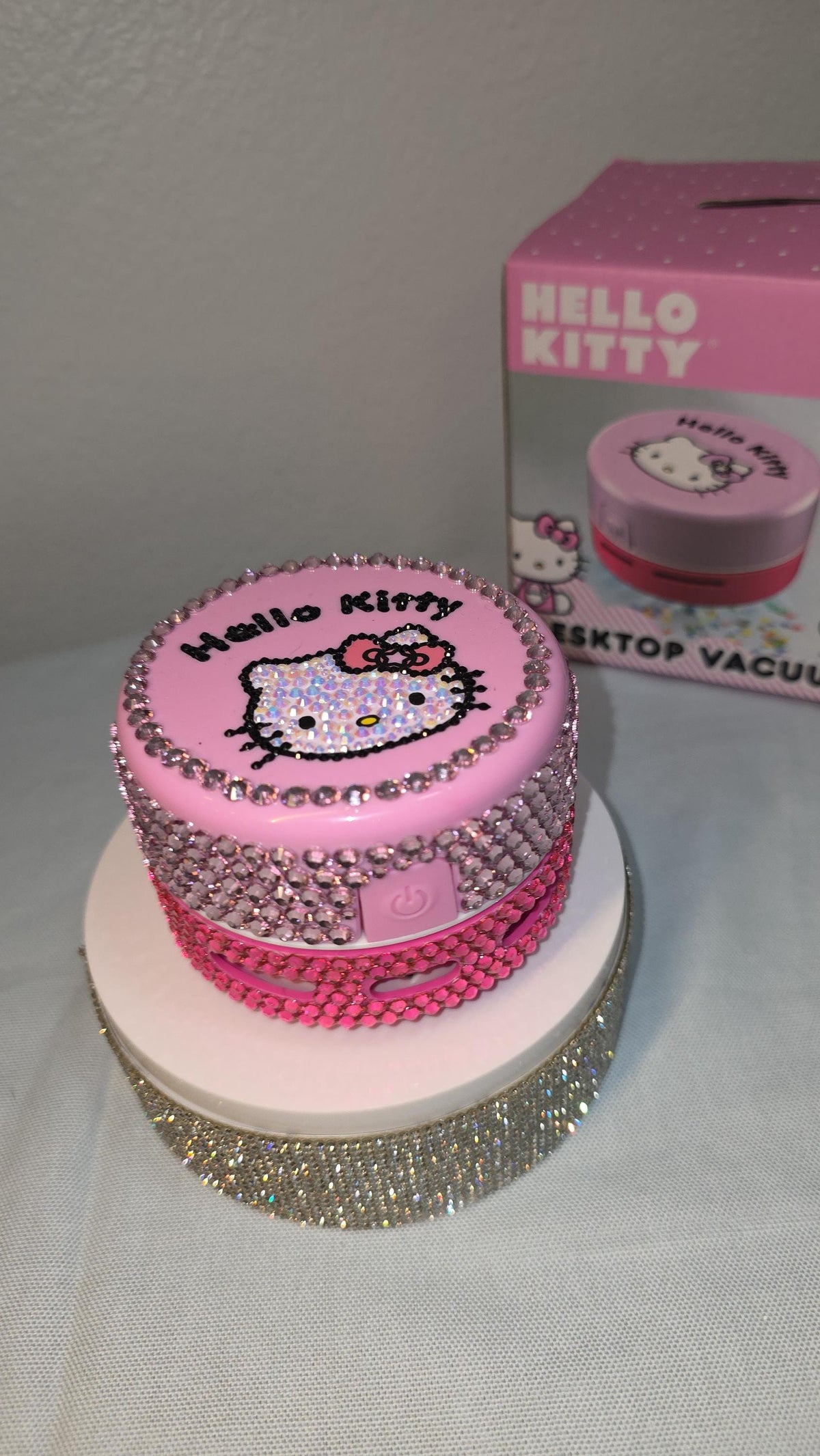 Hello Kitt Mini Desk Vacuum | Kawaii Office Decor | Sparkly Desktop Crumb Cleaner | Gift for Coworker, Teacher, Student