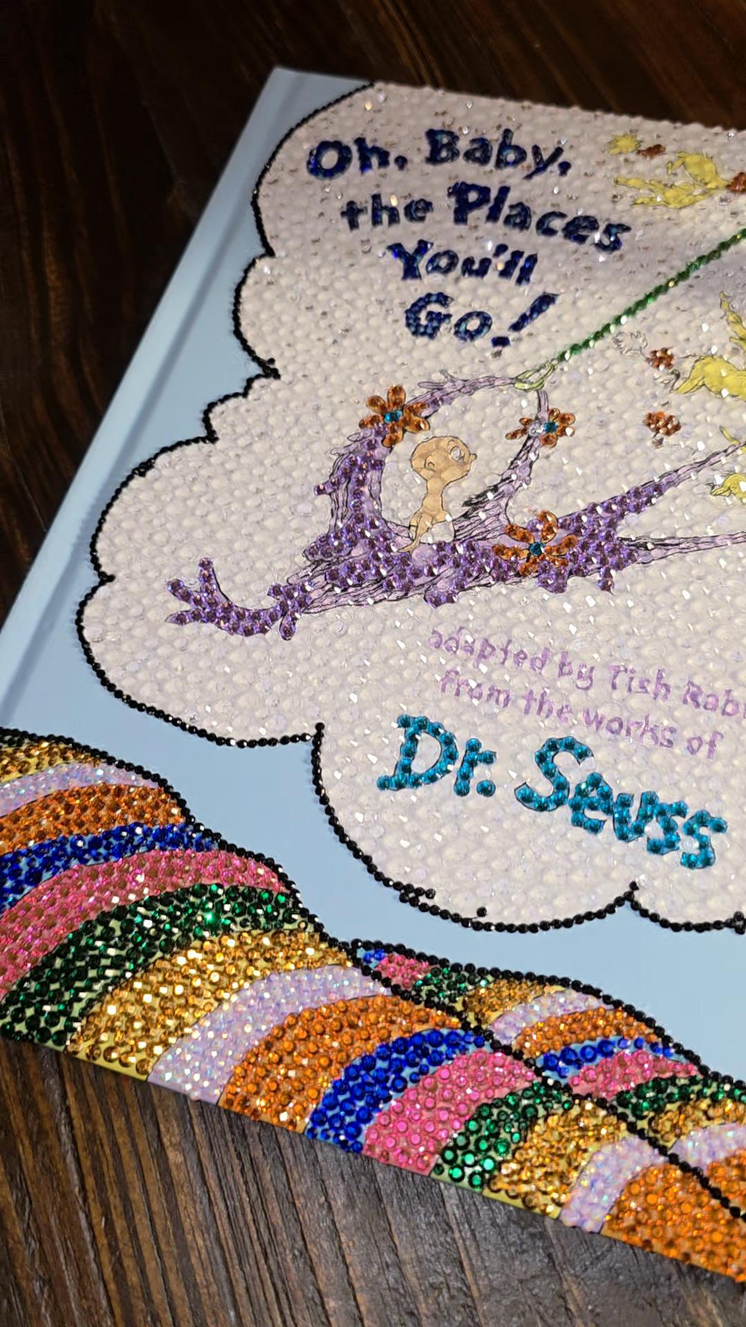 Oh, The Places You'll Go! – Bling Book, Baby Shower Guest Book, Nursery Decor, Keepsake