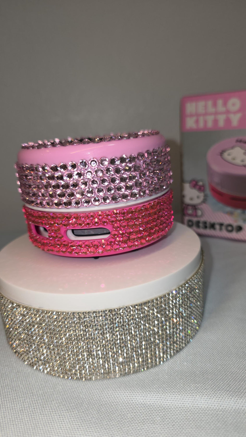 Hello Kitt Mini Desk Vacuum | Kawaii Office Decor | Sparkly Desktop Crumb Cleaner | Gift for Coworker, Teacher, Student