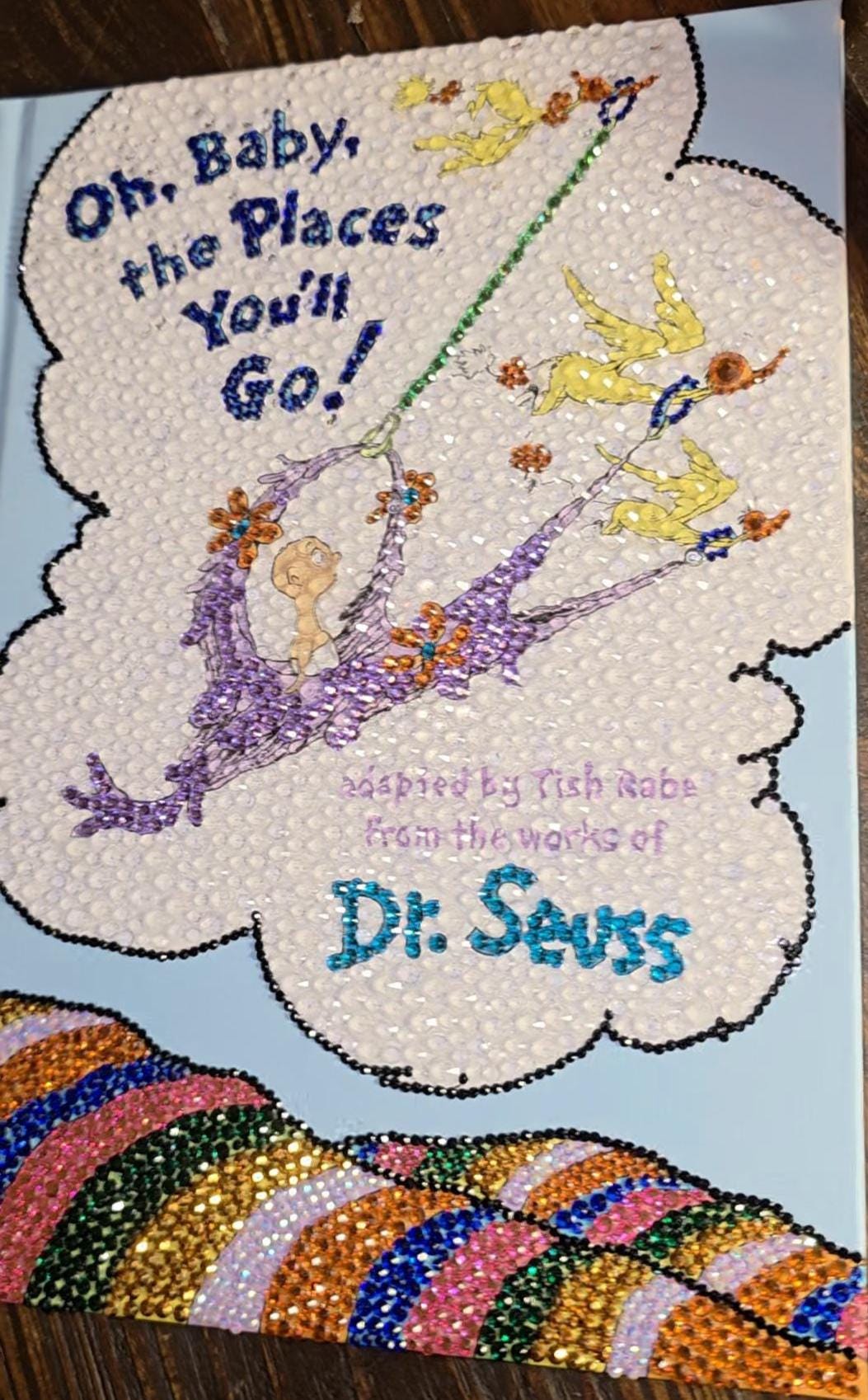 Oh, The Places You'll Go! – Bling Book, Baby Shower Guest Book, Nursery Decor, Keepsake
