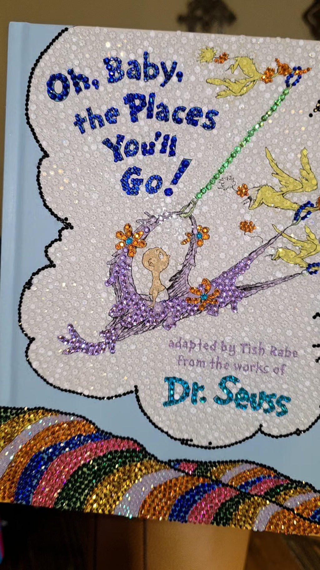 Oh, The Places You'll Go! – Bling Book, Baby Shower Guest Book, Nursery Decor, Keepsake