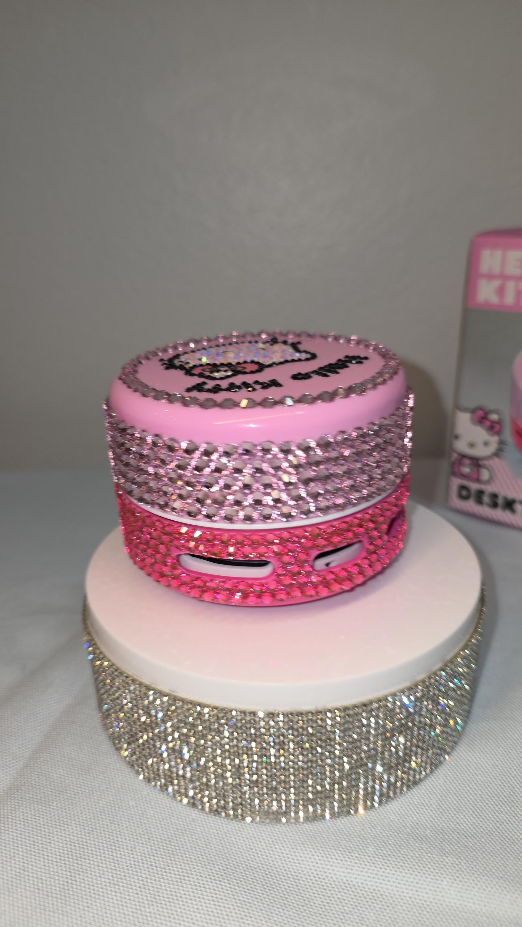 Hello Kitt Mini Desk Vacuum | Kawaii Office Decor | Sparkly Desktop Crumb Cleaner | Gift for Coworker, Teacher, Student
