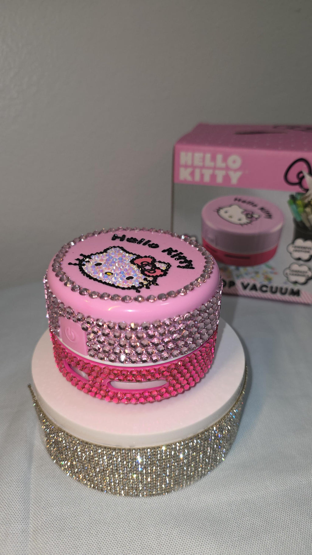 Hello Kitt Mini Desk Vacuum | Kawaii Office Decor | Sparkly Desktop Crumb Cleaner | Gift for Coworker, Teacher, Student