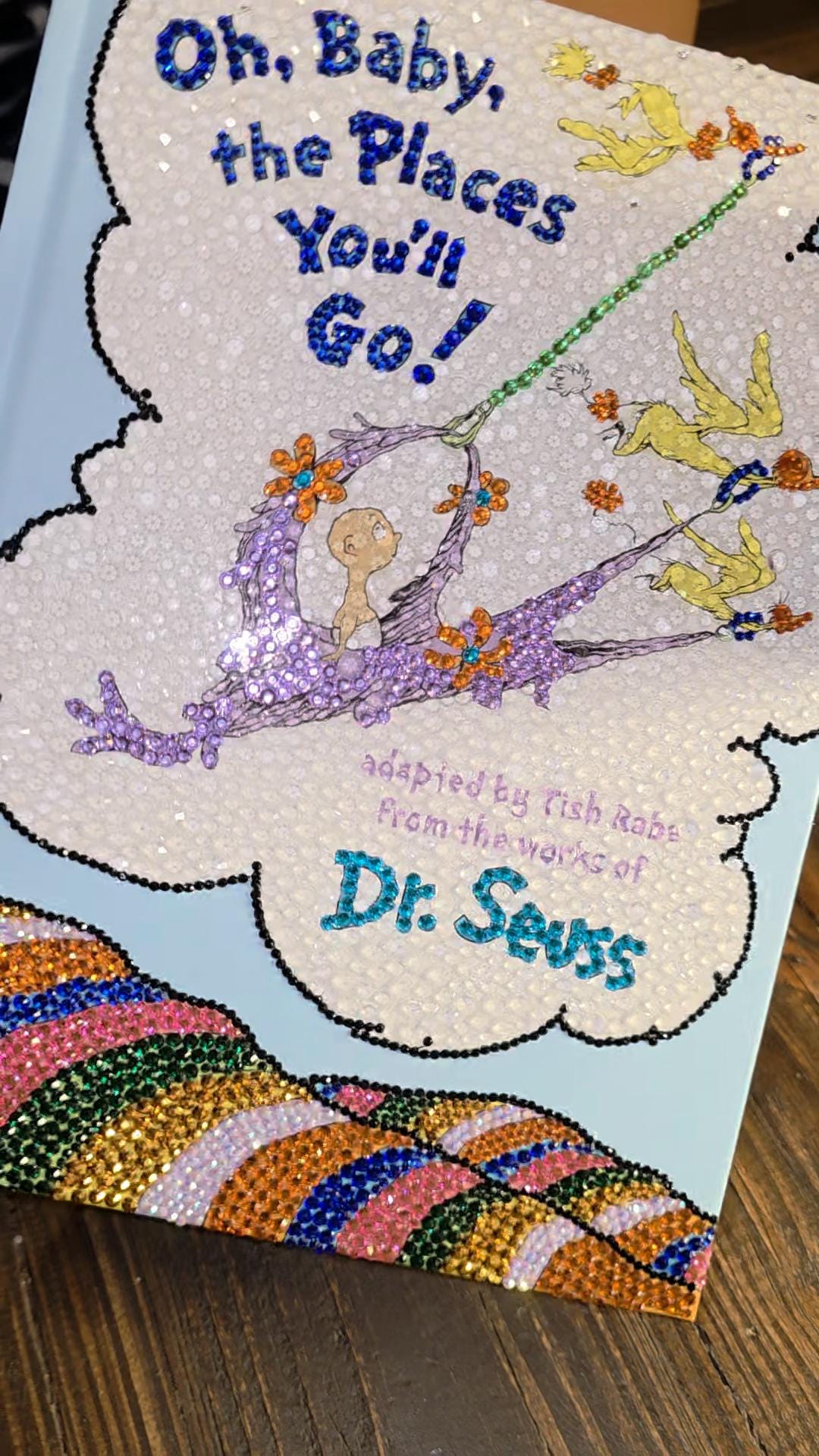 Oh, The Places You'll Go! – Bling Book, Baby Shower Guest Book, Nursery Decor, Keepsake