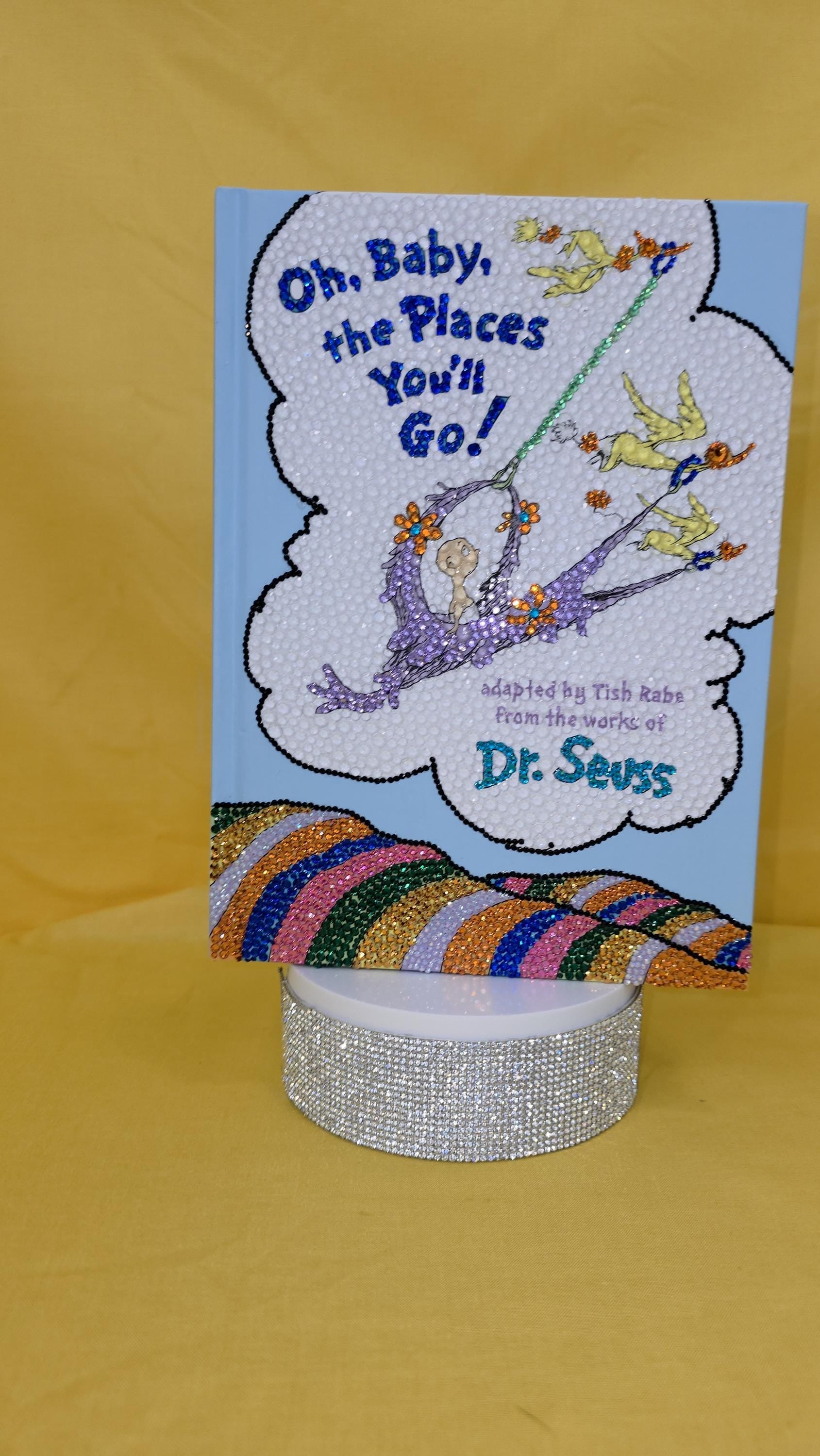 Oh, The Places You'll Go! – Bling Book, Baby Shower Guest Book, Nursery Decor, Keepsake