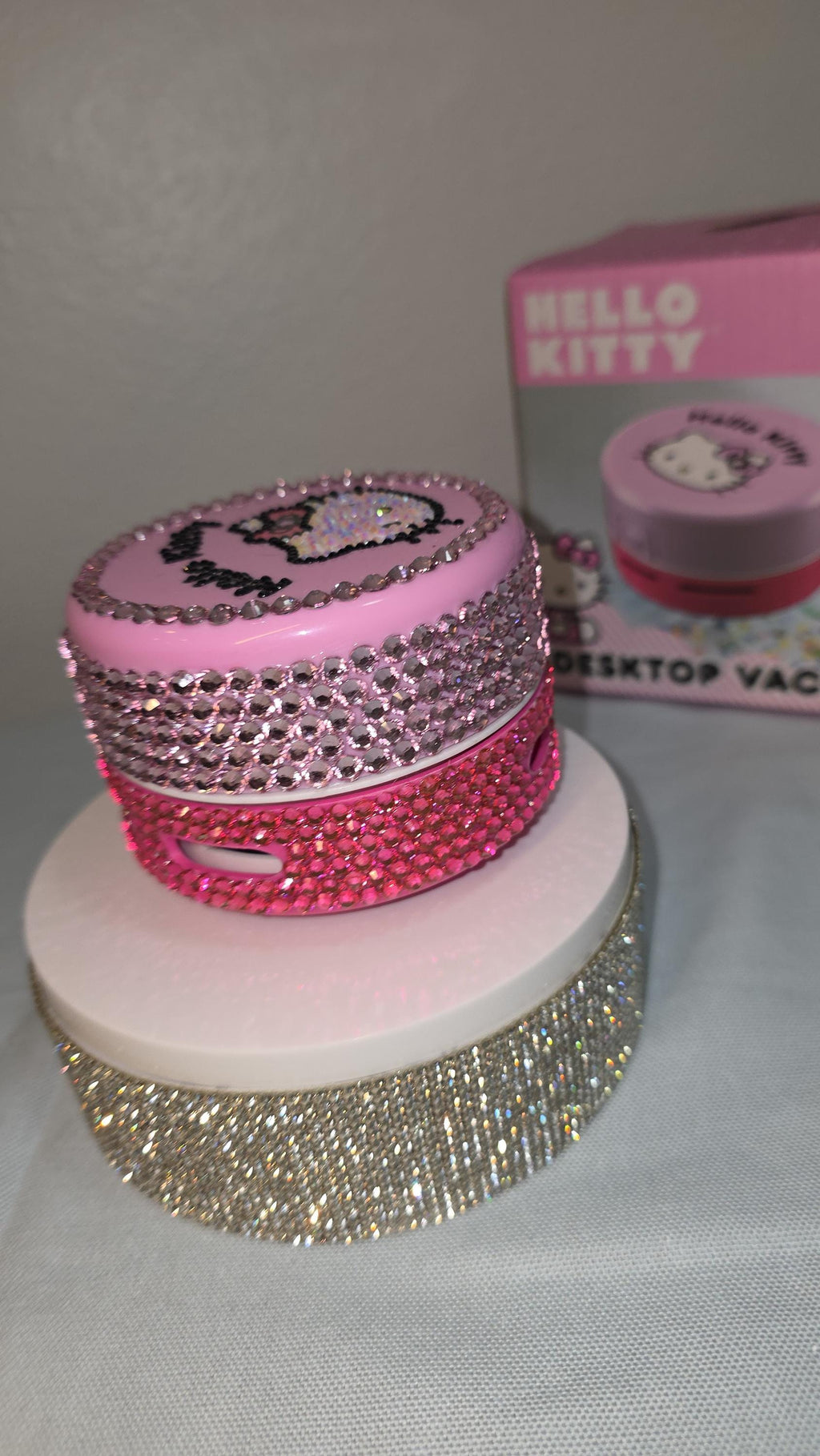 Hello Kitt Mini Desk Vacuum | Kawaii Office Decor | Sparkly Desktop Crumb Cleaner | Gift for Coworker, Teacher, Student