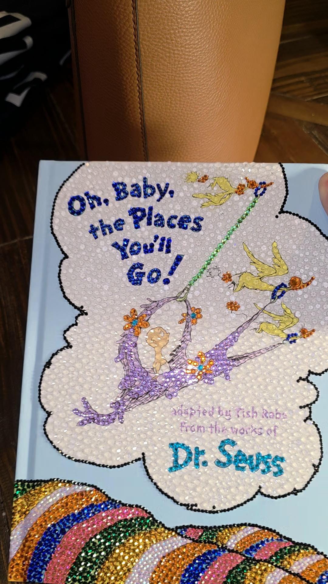 Oh, The Places You'll Go! – Bling Book, Baby Shower Guest Book, Nursery Decor, Keepsake